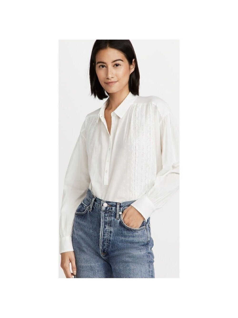 𝅺nili Lotan BNWOT Womens Embroidered "Selene" Blouse Sz XSmall White